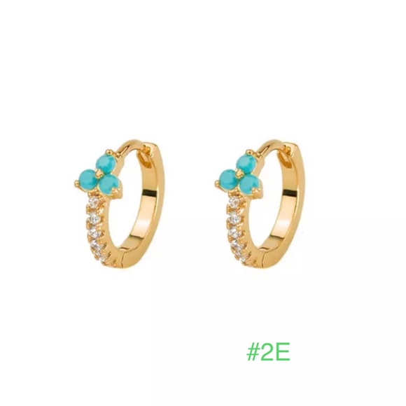 Anthro Nano 1Pair Heart Turquoise Gold Micro Hinges Earrings - Picture 9 of 16